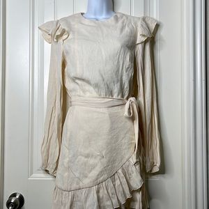 NWT! Etophe Sudios Creme Linen Dress with Wrap Skirt Size Small